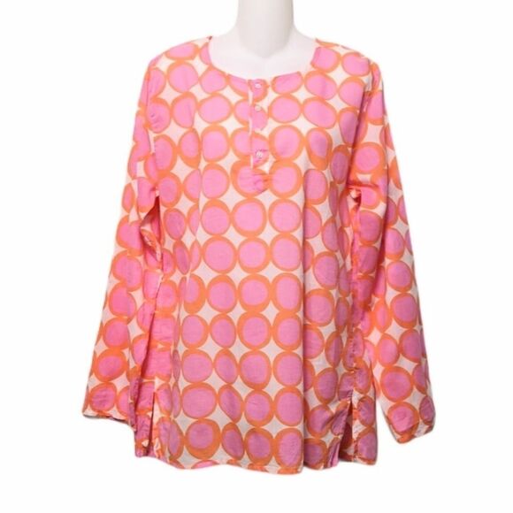 SEE DESIGN 70's Circle Dot Mod Popover Tunic M - Picture 1 of 8